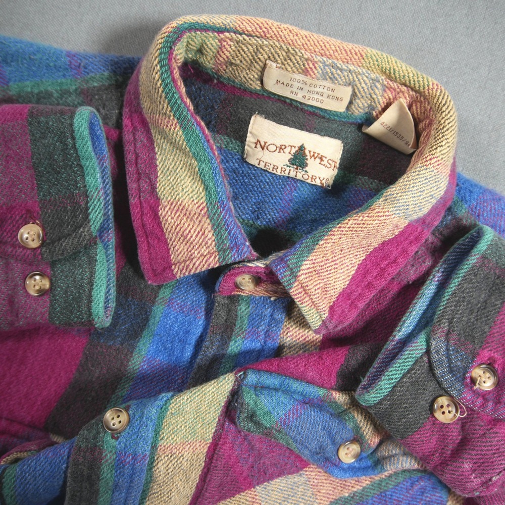 Thrashed VTG Skate Heavyweight Flannel Stripe Northwest Territory Men Shirt L